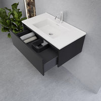 Inda - Mobile bagno L.80 con lavabo lucido / Nero opaco 1 cassetto - Smeraldo