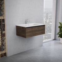 Inda - Mobile bagno L.80 con lavabo lucido / Rovere castano 1 cassetto - Smeraldo