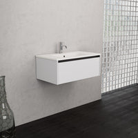 Inda - Mobile bagno L.80 con lavabo opaco / Bianco opaco 1 cassetto - Smeraldo
