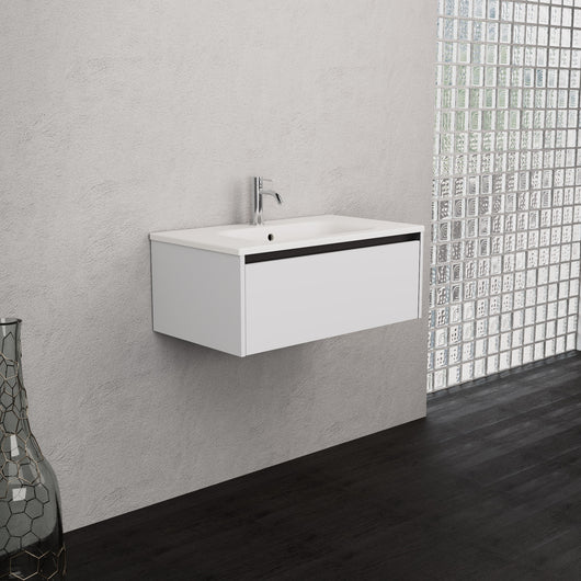 Inda - Mobile bagno L.80 con lavabo opaco / Bianco opaco 1 cassetto - Smeraldo