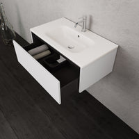 Inda - Mobile bagno L.80 con lavabo opaco / Bianco opaco 1 cassetto - Smeraldo