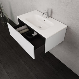 Inda - Mobile bagno L.80 con lavabo opaco / Bianco opaco 1 cassetto - Smeraldo