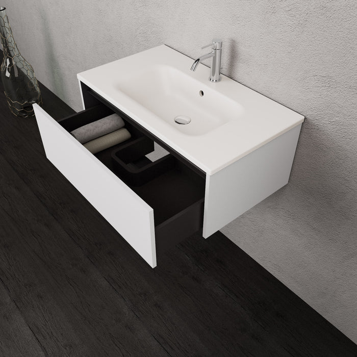 Inda - Mobile bagno L.80 con lavabo opaco / Bianco opaco 1 cassetto - Smeraldo