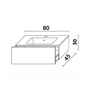Inda - Mobile bagno L.80 con lavabo opaco / Nero opaco 1 cassetto - Smeraldo