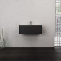 Inda - Mobile bagno L.80 con lavabo opaco / Nero opaco 1 cassetto - Smeraldo