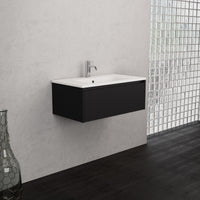 Inda - Mobile bagno L.80 con lavabo opaco / Nero opaco 1 cassetto - Smeraldo
