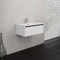Inda - Mobile bagno L.80 con lavabo opaco / Bianco lucido 1 cassetto - Smeraldo