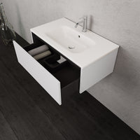 Inda - Mobile bagno L.80 con lavabo opaco / Bianco lucido 1 cassetto - Smeraldo