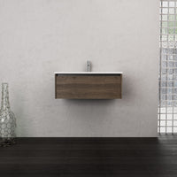 Inda - Mobile bagno L.80 con lavabo opaco / Rovere castano 1 cassetto - Smeraldo