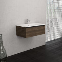 Inda - Mobile bagno L.80 con lavabo opaco / Rovere castano 1 cassetto - Smeraldo