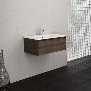 Inda - Mobile bagno L.80 con lavabo opaco / Rovere castano 1 cassetto - Smeraldo