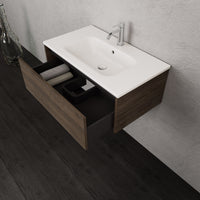 Inda - Mobile bagno L.80 con lavabo opaco / Rovere castano 1 cassetto - Smeraldo