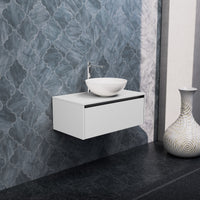 Inda - Mobile bagno L.80 con lavabo in appoggio / Bianco opaco 1 cassetto - Smeraldo