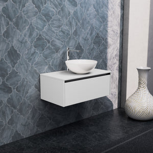 Inda - Mobile bagno L.80 con lavabo in appoggio / Bianco opaco 1 cassetto - Smeraldo