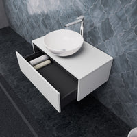 Inda - Mobile bagno L.80 con lavabo in appoggio / Bianco opaco 1 cassetto - Smeraldo
