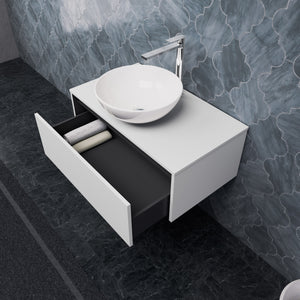 Inda - Mobile bagno L.80 con lavabo in appoggio / Bianco opaco 1 cassetto - Smeraldo