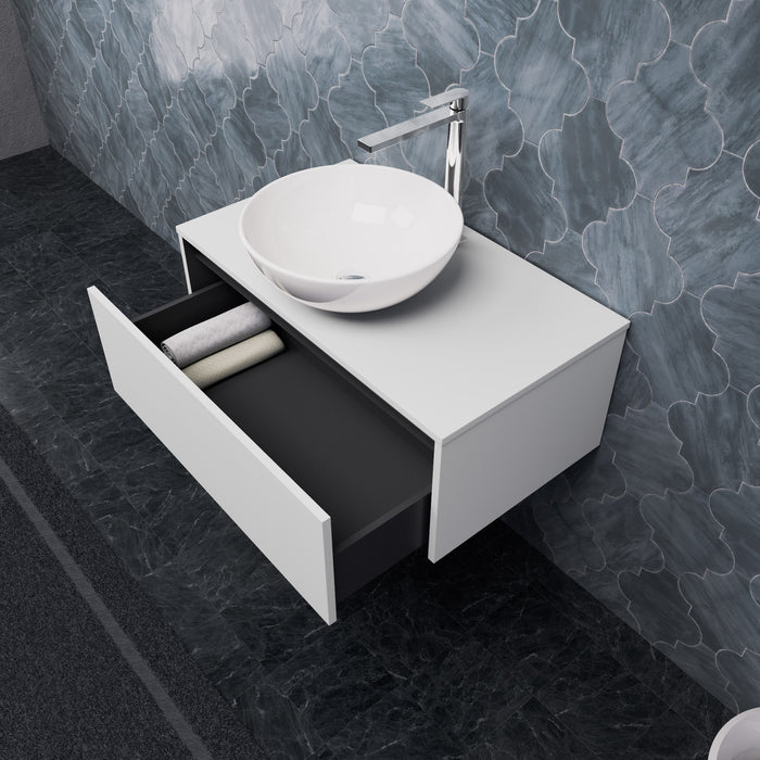Inda - Mobile bagno L.80 con lavabo in appoggio / Bianco opaco 1 cassetto - Smeraldo