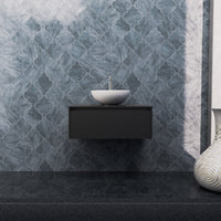 Inda - Mobile bagno L.80 con lavabo in appoggio / Nero opaco 1 cassetto - Smeraldo