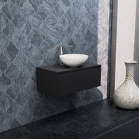 Inda - Mobile bagno L.80 con lavabo in appoggio / Nero opaco 1 cassetto - Smeraldo