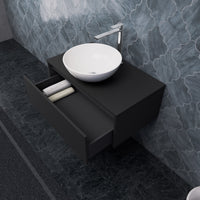 Inda - Mobile bagno L.80 con lavabo in appoggio / Nero opaco 1 cassetto - Smeraldo