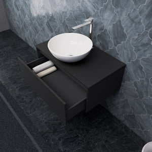 Inda - Mobile bagno L.80 con lavabo in appoggio / Nero opaco 1 cassetto - Smeraldo