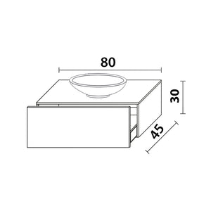 Inda - Mobile bagno L.80 con lavabo in appoggio / Bianco lucido 1 cassetto - Smeraldo