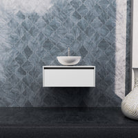 Inda - Mobile bagno L.80 con lavabo in appoggio / Bianco lucido 1 cassetto - Smeraldo