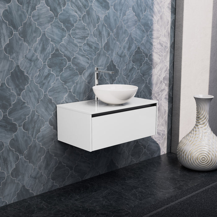 Inda - Mobile bagno L.80 con lavabo in appoggio / Bianco lucido 1 cassetto - Smeraldo