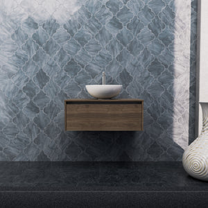 Inda - Mobile bagno L.80 con lavabo in appoggio / Rovere castano 1 cassetto - Smeraldo