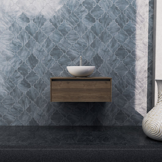 Inda - Mobile bagno L.80 con lavabo in appoggio / Rovere castano 1 cassetto - Smeraldo