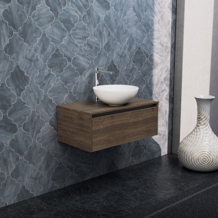 Inda - Mobile bagno L.80 con lavabo in appoggio / Rovere castano 1 cassetto - Smeraldo