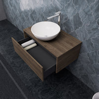 Inda - Mobile bagno L.80 con lavabo in appoggio / Rovere castano 1 cassetto - Smeraldo