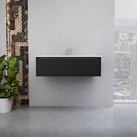 Inda - Mobile bagno L.100 con lavabo lucido / Nero opaco 1 cassetto - Smeraldo