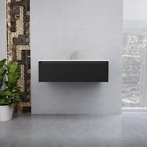 Inda - Mobile bagno L.100 con lavabo lucido / Nero opaco 1 cassetto - Smeraldo