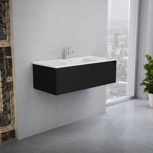 Inda - Mobile bagno L.100 con lavabo lucido / Nero opaco 1 cassetto - Smeraldo