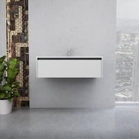 Inda - Mobile bagno L.100 con lavabo lucido / Bianco lucido 1 cassetto - Smeraldo