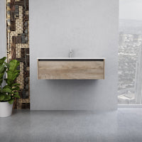 Inda - Mobile bagno L.100 con lavabo lucido / Rovere naturale 1 cassetto - Smeraldo