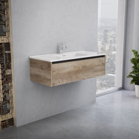 Inda - Mobile bagno L.100 con lavabo lucido / Rovere naturale 1 cassetto - Smeraldo