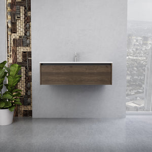 Inda - Mobile bagno L.100 con lavabo lucido / Rovere castano 1 cassetto - Smeraldo