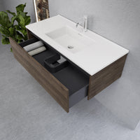 Inda - Mobile bagno L.100 con lavabo lucido / Rovere castano 1 cassetto - Smeraldo