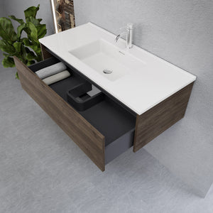Inda - Mobile bagno L.100 con lavabo lucido / Rovere castano 1 cassetto - Smeraldo
