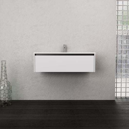 Inda - Mobile bagno L.100 con lavabo opaco / Bianco opaco 1 cassetto - Smeraldo