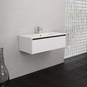 Inda - Mobile bagno L.100 con lavabo opaco / Bianco opaco 1 cassetto - Smeraldo