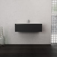 Inda - Mobile bagno L.100 con lavabo opaco / Nero opaco 1 cassetto - Smeraldo