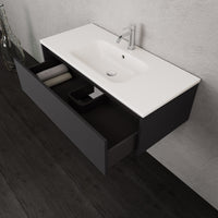 Inda - Mobile bagno L.100 con lavabo opaco / Nero opaco 1 cassetto - Smeraldo