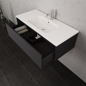 Inda - Mobile bagno L.100 con lavabo opaco / Nero opaco 1 cassetto - Smeraldo