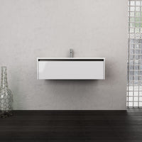 Inda - Mobile bagno L.100 con lavabo opaco / Bianco lucido 1 cassetto - Smeraldo