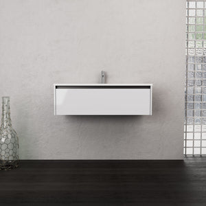 Inda - Mobile bagno L.100 con lavabo opaco / Bianco lucido 1 cassetto - Smeraldo