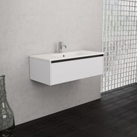 Inda - Mobile bagno L.100 con lavabo opaco / Bianco lucido 1 cassetto - Smeraldo