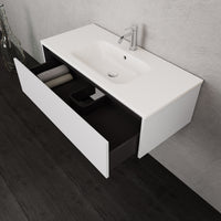 Inda - Mobile bagno L.100 con lavabo opaco / Bianco lucido 1 cassetto - Smeraldo